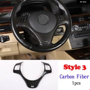 BMW 1シリーズ 3シリーズ E87 E90 E92 2004-2012 ステアリングホイール 装飾 カバー トリム フレーム ステッカー カーアクセサリー - Style3 Carbon Fiber