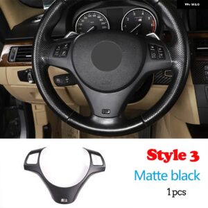 BMW 1シリーズ 3シリーズ E87 E90 E92 2004-2012 ステアリングホイール 装飾 カバー トリム フレーム ステッカー カーアクセサリー - Style3 Matte black