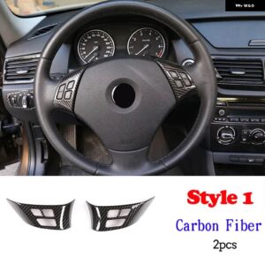 BMW 1シリーズ 3シリーズ E87 E90 E92 2004-2012 ステアリングホイール 装飾 カバー トリム フレーム ステッカー カーアクセサリー - Style1 Carbon Fiber