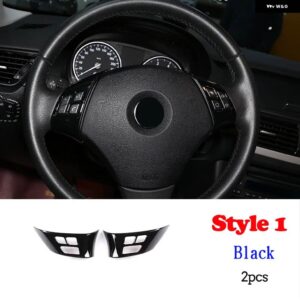 BMW 1シリーズ 3シリーズ E87 E90 E92 2004-2012 ステアリングホイール 装飾 カバー トリム フレーム ステッカー カーアクセサリー - Style1 Black