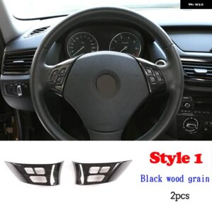 BMW 1シリーズ 3シリーズ E87 E90 E92 2004-2012 ステアリングホイール 装飾 カバー トリム フレーム ステッカー カーアクセサリー - Style1BlackWoodGrain