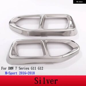 BMW 2個 ステンレスマフラーカバー トリム 7シリーズ G11 G12 730 740 750LI 2009-2020 カーアクセサリー - M Sport 16-18