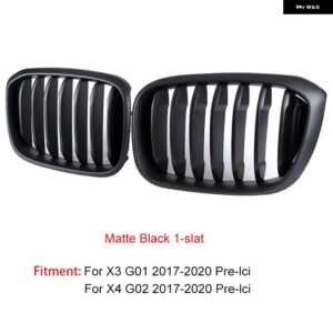 BMW フロントキドニーグリル X3 G01 G08 X4 G02 2018-2021PRE-LCI ABS グロスブラック M-トリカラー レーシンググリル 交換用カー スタイリング - 1 slat matte black