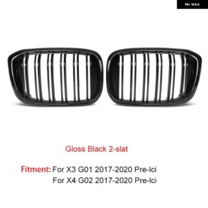 BMW フロントキドニーグリル X3 G01 G08 X4 G02 2018-2021PRE-LCI ABS グロスブラック M-トリカラー レーシンググリル 交換用カー スタイリング - 2 slat gloss black