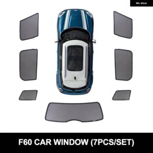 磁気サイドリアサン シェード ミニクーパー F54 F55 F60 R60 バイザー カーテンクールダウンカバー 日焼け止め断熱カーアクセサリー - F60(7PCS)
