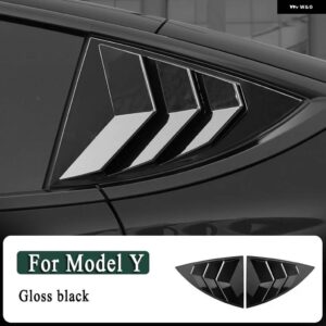 テスラ サイドウィンドウクォータールーバースクープスポイラー モデルY 2019-2022 サイド エアベント カバー トリム スポーツスタイル - Gloss Black