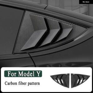 テスラ サイドウィンドウクォータールーバースクープスポイラー モデルY 2019-2022 サイド エアベント カバー トリム スポーツスタイル - Carbon Pattern