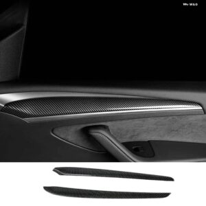 テスラ モデル3 2021-23 アクセサリー ドア 装飾 ステッカー カーボン ABS モデルY MODEL3 センター コンソール トリム - Door Trim