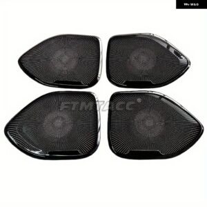 ボルボ 4PC S60 2020-24 インテリア トリム カー オーディオ スピーカー カバー ステッカー RRONT リアドア パネル スピーカー カバー - black