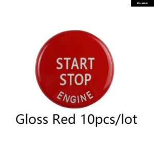 BMW 10個 スタートストップ エンジン ボタン交換カバー X1 X5 E70 X6 E71 Z4 E89 3 5シリーズ E90 E91 E60 キー トリム キャップスイッチキット - 10 pcs Gloss Red