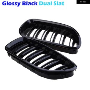 BMW 6シリーズ F06 F12 F13 2012-2017 グロスブラックフロントキドニー グリル フロントキドニー グリル フード グリル ダブルライン - Glossy Black