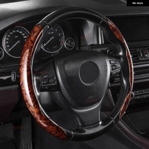 テスラ ハイエンドでエレガントな木目調 ステアリングホイール カバー モデルY モデル S モデル3 モデル X - brown