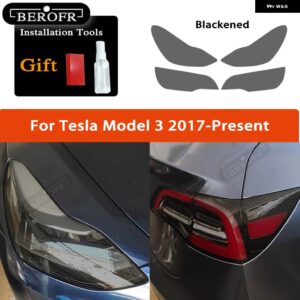 テスラ ティントスモークブラックフィルムクリア TPU ステッカー アクセサリー 2個 モデル3 X Y S ヘッドライト - Model 3 A set B