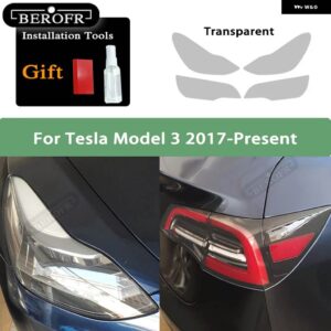 テスラ ティントスモークブラックフィルムクリア TPU ステッカー アクセサリー 2個 モデル3 X Y S ヘッドライト - Model 3 A set T
