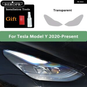 テスラ ティントスモークブラックフィルムクリア TPU ステッカー アクセサリー 2個 モデル3 X Y S ヘッドライト - Model Y T
