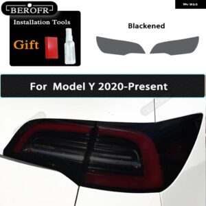テスラ ティントスモークブラックフィルムクリア TPU ステッカー アクセサリー 2個 モデル3 X Y S ヘッドライト - Model Y Taillight B