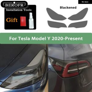 テスラ ティントスモークブラックフィルムクリア TPU ステッカー アクセサリー 2個 モデル3 X Y S ヘッドライト - Model Y A set B