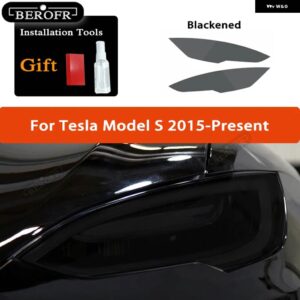 テスラ ティントスモークブラックフィルムクリア TPU ステッカー アクセサリー 2個 モデル3 X Y S ヘッドライト - Model S B