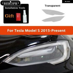 テスラ ティントスモークブラックフィルムクリア TPU ステッカー アクセサリー 2個 モデル3 X Y S ヘッドライト - Model S T