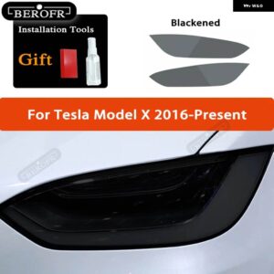テスラ ティントスモークブラックフィルムクリア TPU ステッカー アクセサリー 2個 モデル3 X Y S ヘッドライト - Model X B