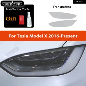 テスラ ティントスモークブラックフィルムクリア TPU ステッカー アクセサリー 2個 モデル3 X Y S ヘッドライト - Model X T