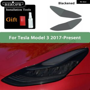 テスラ ティントスモークブラックフィルムクリア TPU ステッカー アクセサリー 2個 モデル3 X Y S ヘッドライト - Model 3 B