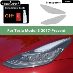 テスラ ティントスモークブラックフィルムクリア TPU ステッカー アクセサリー 2個 モデル3 X Y S ヘッドライト - Model 3 T