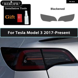 テスラ ティントスモークブラックフィルムクリア TPU ステッカー アクセサリー 2個 モデル3 X Y S ヘッドライト - Model 3 Taillight B