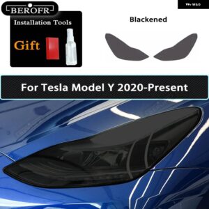 テスラ ヘッドライト ティントスモークブラックフィルムクリア TPU ステッカー アクセサリー モデル3 X Y S 2個 - Model Y B