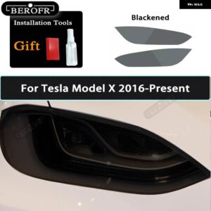 テスラ ヘッドライト ティントスモークブラックフィルムクリア TPU ステッカー アクセサリー モデル3 X Y S 2個 - Model X B