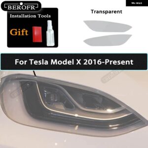 テスラ ヘッドライト ティントスモークブラックフィルムクリア TPU ステッカー アクセサリー モデル3 X Y S 2個 - Model X T