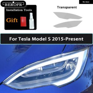 テスラ ヘッドライト ティントスモークブラックフィルムクリア TPU ステッカー アクセサリー モデル3 X Y S 2個 - Model S T