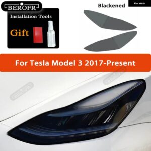 テスラ ヘッドライト ティントスモークブラックフィルムクリア TPU ステッカー アクセサリー モデル3 X Y S 2個 - Model 3 B