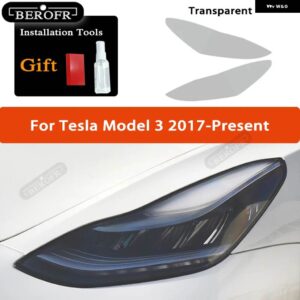 テスラ ヘッドライト ティントスモークブラックフィルムクリア TPU ステッカー アクセサリー モデル3 X Y S 2個 - Model 3 T