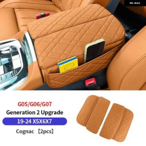 BMW 中央アームレストパッド 収納 袋 G30 G38 F10 F11 F15 F16 G05 G06 X5X6X7 G32 6GT LHD オートセンターアームレストマット アクセサリー - G05 G06 G07 Cognac