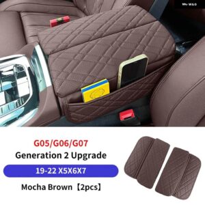 BMW 中央アームレストパッド 収納 袋 G30 G38 F10 F11 F15 F16 G05 G06 X5X6X7 G32 6GT LHD オートセンターアームレストマット アクセサリー - G05 G06 G07 Brown