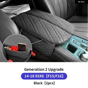 BMW 中央アームレストパッド 収納 袋 G30 G38 F10 F11 F15 F16 G05 G06 X5X6X7 G32 6GT LHD オートセンターアームレストマット アクセサリー - F15 F16 Black