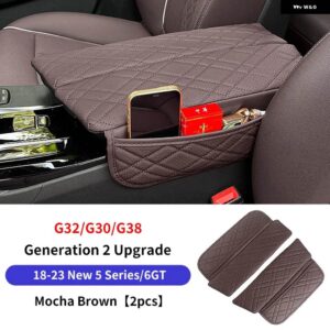 BMW 中央アームレストパッド 収納 袋 G30 G38 F10 F11 F15 F16 G05 G06 X5X6X7 G32 6GT LHD オートセンターアームレストマット アクセサリー - G30 G38 G32 Brown