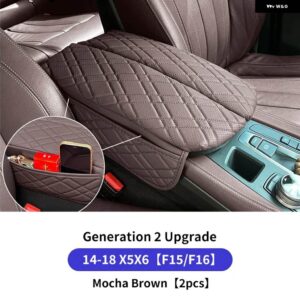BMW 中央アームレストパッド 収納 袋 G30 G38 F10 F11 F15 F16 G05 G06 X5X6X7 G32 6GT LHD オートセンターアームレストマット アクセサリー - F15 F16 Brown