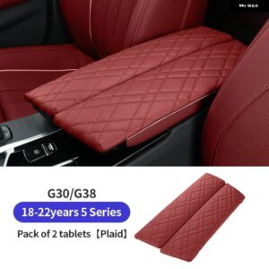 BMW 2PC アームレスト ボックス パッド 自動中央アームレスト ボックス カバー マット インテリア スタイリング アクセサリー G30 G38 G32 6GT 2018-2023 - LHD G30 G38 Red
