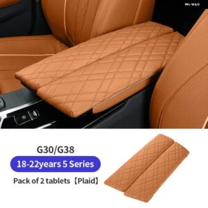 BMW 2PC アームレスト ボックス パッド 自動中央アームレスト ボックス カバー マット インテリア スタイリング アクセサリー G30 G38 G32 6GT 2018-2023 - LHD G30 G38 Cognac