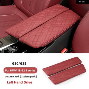 BMW 2PC アームレスト ボックス パッド 自動中央アームレスト ボックス カバー マット インテリア スタイリング アクセサリー G30 G38 G32 6GT 2018-2023 - Upgrade G30G38 Red