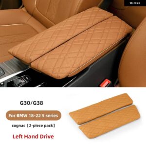 BMW 2PC アームレスト ボックス パッド 自動中央アームレスト ボックス カバー マット インテリア スタイリング アクセサリー G30 G38 G32 6GT 2018-2023 - Upgrad G30G38 Cognac