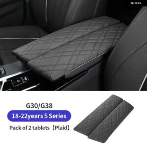 BMW 2PC アームレスト ボックス パッド 自動中央アームレスト ボックス カバー マット インテリア スタイリング アクセサリー G30 G38 G32 6GT 2018-2023 - LHD G30 G38 Black