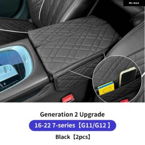 BMW PU 中央アームレスト ボックス カバー パッド 自動センターアームレスト オーガナイザー アクセサリー G30 G38 G32 X5X6 X7 G05 G06 G07 G11 G12 LHD - G11 G12 Black