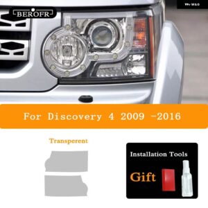 ランドローバー ヘッドライト ティントスモークブラックフィルムクリア TPU ステッカー ディスカバリー 4 LR4 2009-2016 アクセサリー - Transparent