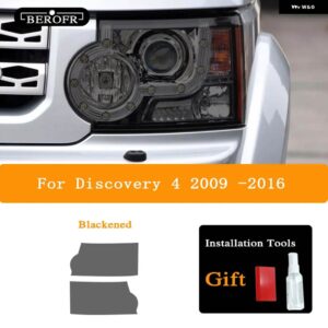 ランドローバー ヘッドライト ティントスモークブラックフィルムクリア TPU ステッカー ディスカバリー 4 LR4 2009-2016 アクセサリー - Blackened