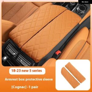BMW 18-23 5シリーズ センター アームレスト ブースター パッド インテリア ストレージ アームレスト ボックス クッション ハイトナー センター ボックス - cognac
