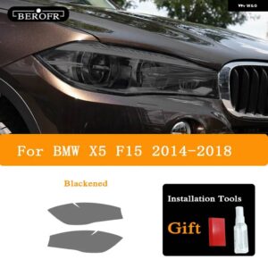 BMW 2個 X5 F15 M F85 G05 ヘッドライト ティントブラックフィルムビニールクリア TPU ステッカー アクセサリー - F15 14-18 B