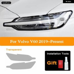 ボルボ ヘッドライト ティントフィルムスモークブラッククリア TPU ライト ステッカー V60 S60 2018 2019 2020 アクセサリー - V60 2018-Present T